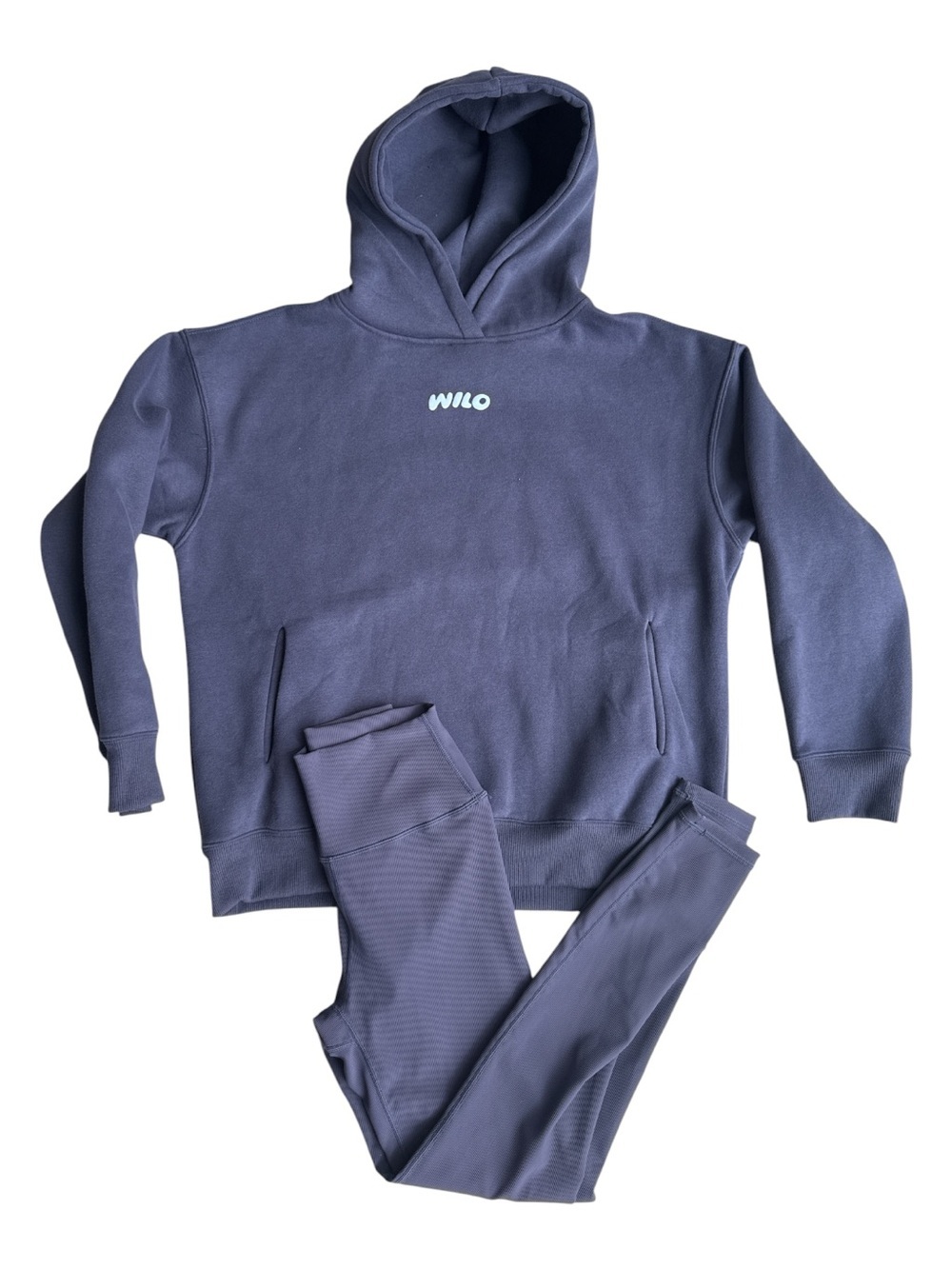 NWT WILO THE LABEL WELLNESS CLUB 2 PIECE SET HOODIE & LEGGING Navy New with Tags
